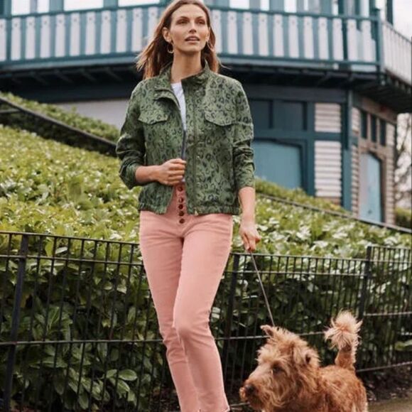 Boden Hardwicke Jacket Leopard Green Linen Blend 6 - Picture 2 of 11